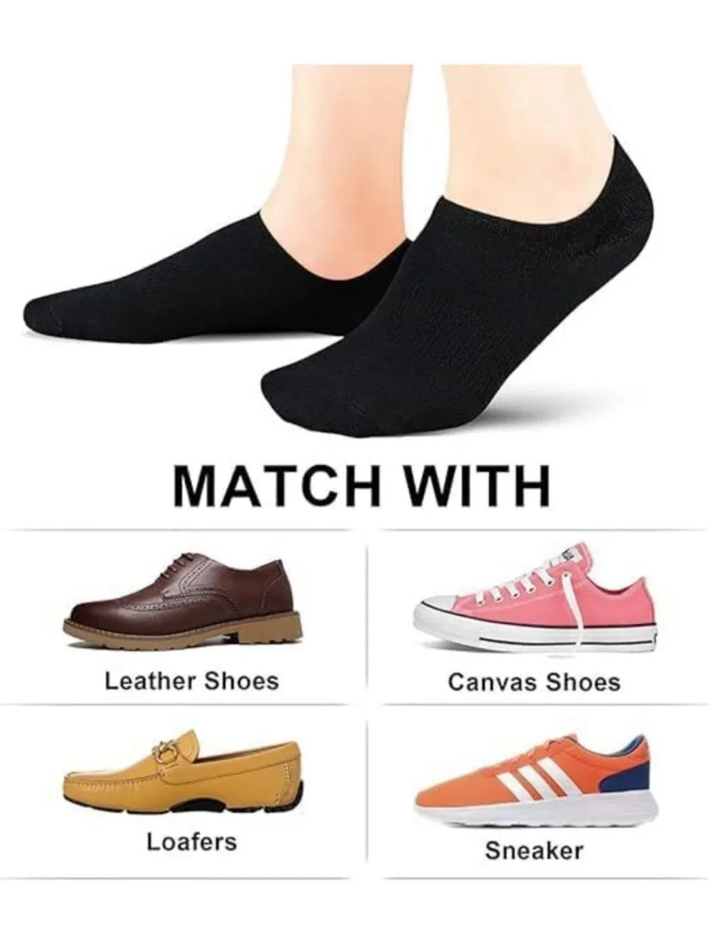 Non-Slip No Show Socks for Women - Low Cut Boat Socks, 4/8 Pairs, Comfortable